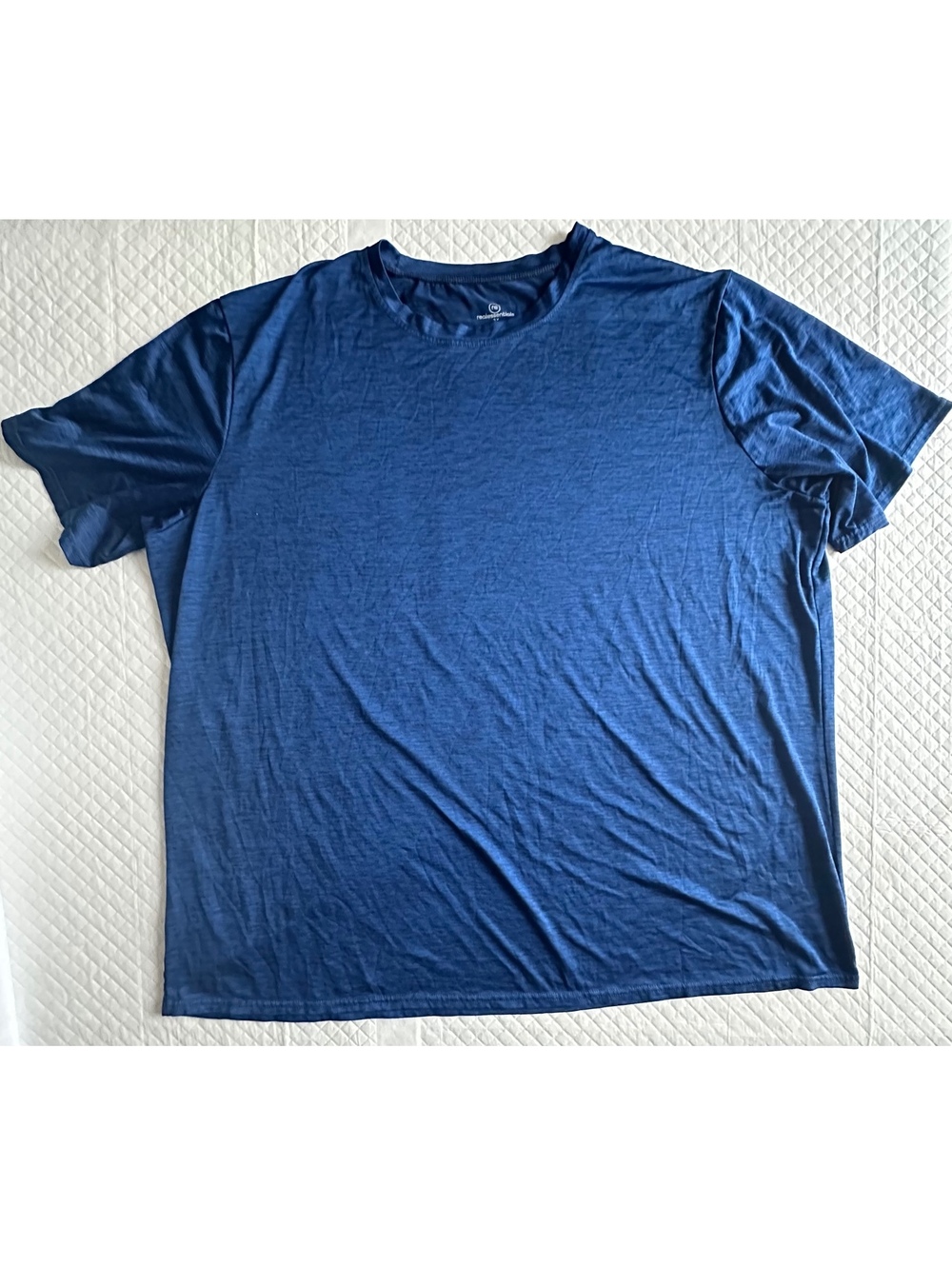 Real Essentials Men's 3X Blue Polyester Spandex Crew Neck T‑